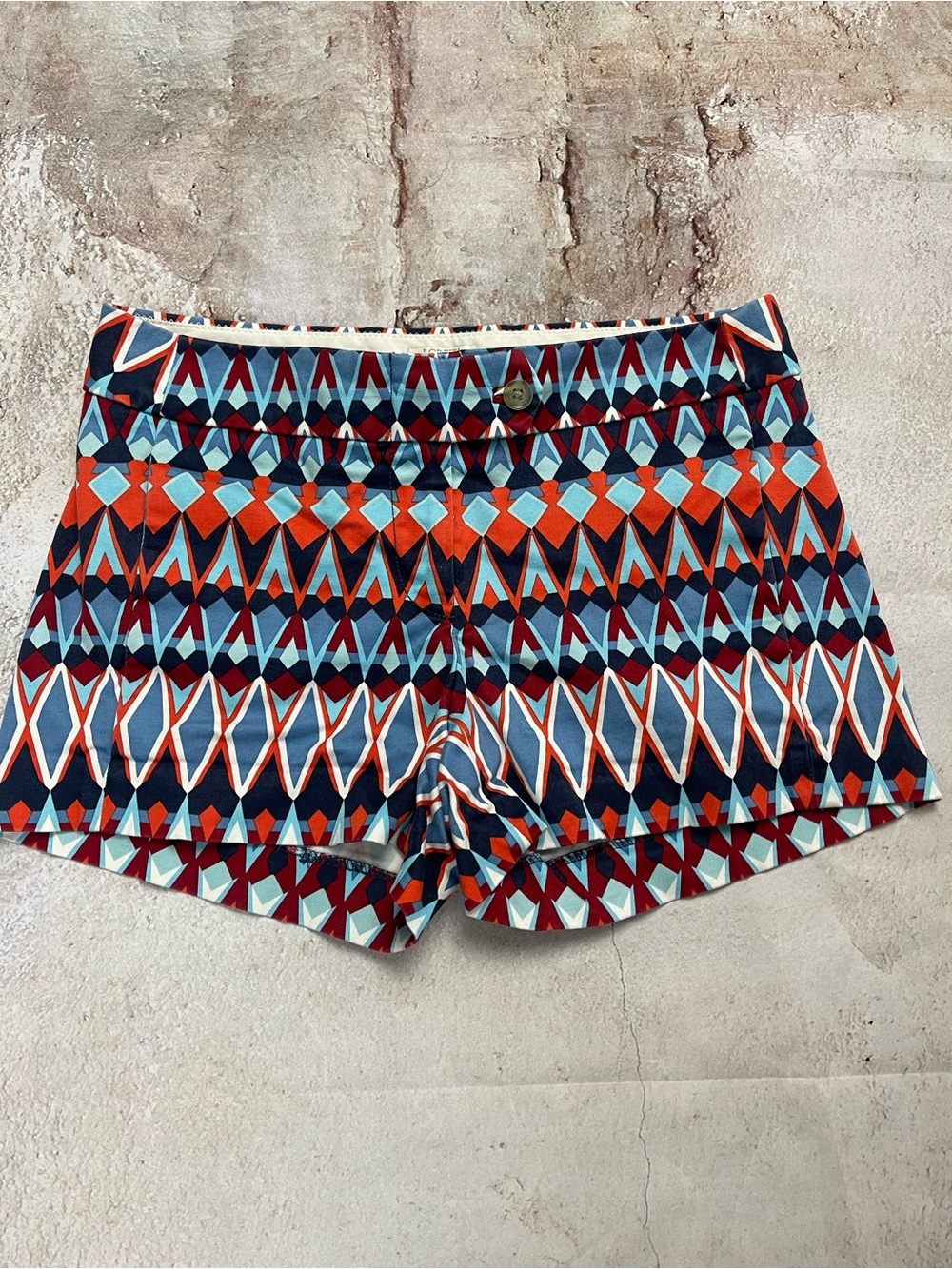 J. Crew Geometric Print Shorts in Blue & Red